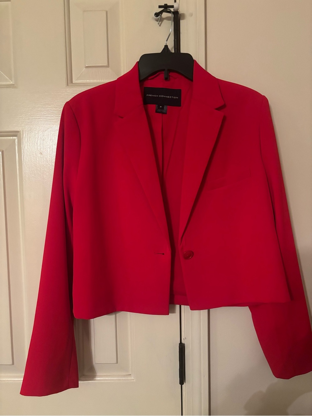 French Connection Bold Red Cropped Blazer Jacket